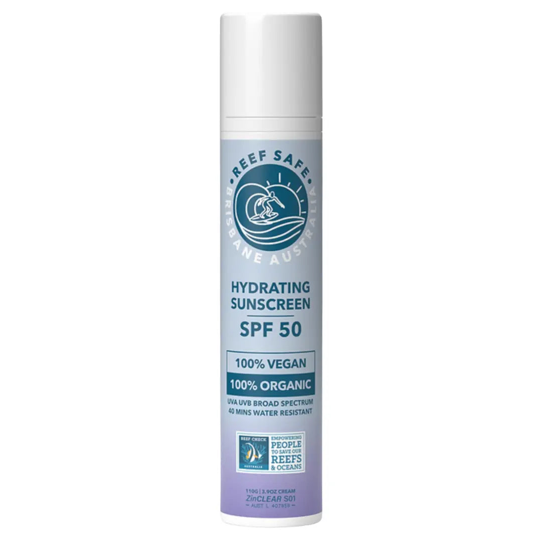 Bottle of Reef Safe Zinc Hydrating Sunscreen SPF50