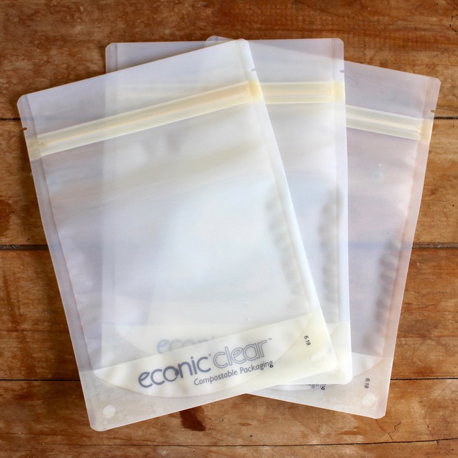 Clear compostable ziplock stand-up pouch, 250g - Compostable bags ...